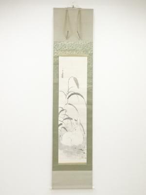 佐野光穂筆　兎　肉筆紙本掛軸（保護箱）